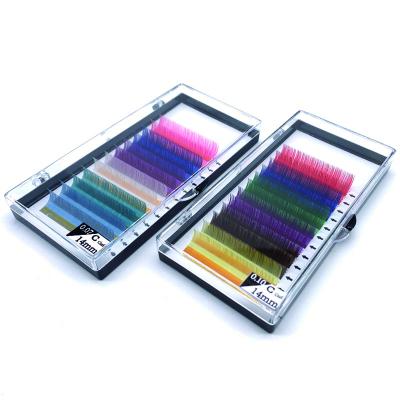 China Thickness /curl /customized 6 colors mix Wholesale Colored Rainbow Eyelash Extension Colored Lash Extensions Private Label Color Eyelaseh for sale