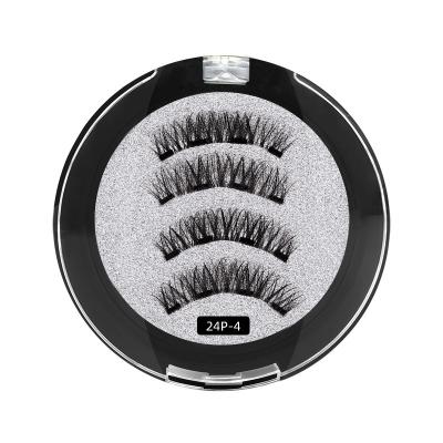 China Glue Free False The New Lash Four False Eyelash Magnet False Eyelashes Natural 3D Magnetic Free Glue Real Mink Eyelashes for sale