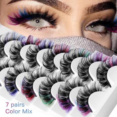 China Thick/Long/Fluffy/Multi-Layer/Comfortable 15-25mm Color Lashes With 25mm Color Wholesale Price Eyelash Vendor Mink Lashes for sale