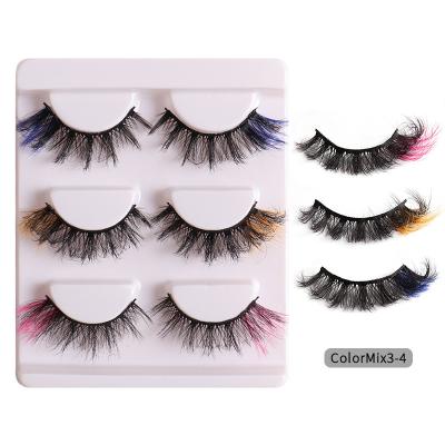 China Thick/Long/Fluffy/Multi-Layer/Comfortable 2022 25mm Strip Colored Mink Lash Private Label Real Mink Fur 3d Color Lashes Wholesale 5d Colored Mink Eyelashes Vendor for sale