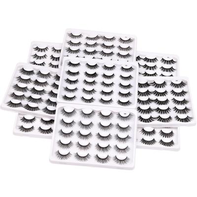 China Long 10 Pairs Natural European and American 3D Mink Thick Thin Curly False Eyelashes Natural False Eyelashes for sale