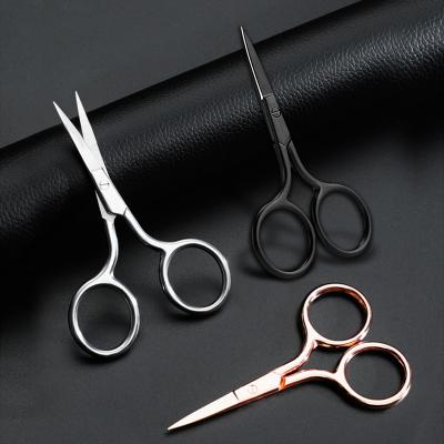 China Best-selling Rose Gold Shape Black Eyelash Eyebrow Scissors Stainless Steel Eyebrow Scissors Right Handed Scissors for sale