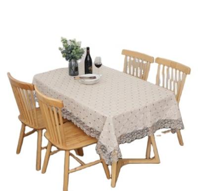 China Waterproof Home Solid Cotton Lattice Embroidery Table Cloth Dustproof Plaid Tablecloth Plaid Cover for sale