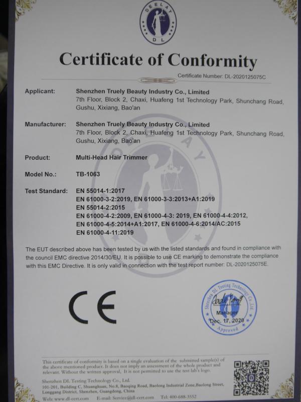 CE - Shenzhen Truely Beauty Industry Co., Limited