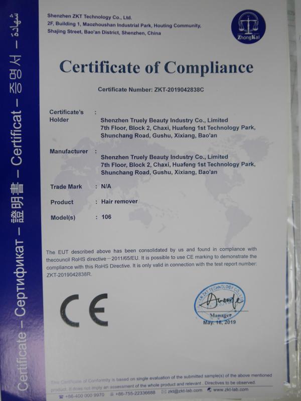 CE - Shenzhen Truely Beauty Industry Co., Limited