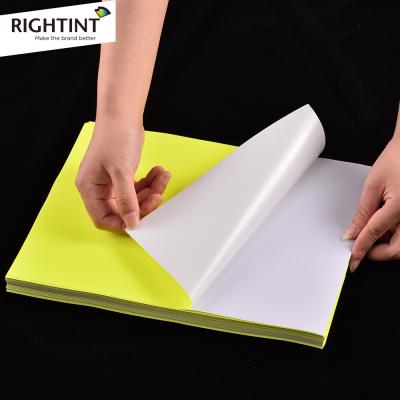 China Waterproof Printable Color A4 Size Laser Inkjet Papel Vinilo Adhesivo Sticker Fluorescent Self Adhesive Back Label Paper in Sheet for sale