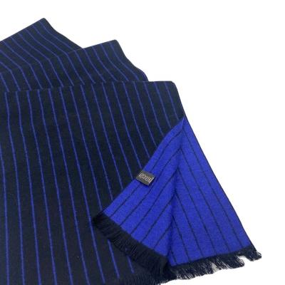 China Long Men's Cashmere Feeling Stripe Silk Brushed Scarf for sale