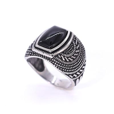 China Black Ethnic High Quality Punk Ring Stainless Steel Men's Style Place Ring for sale