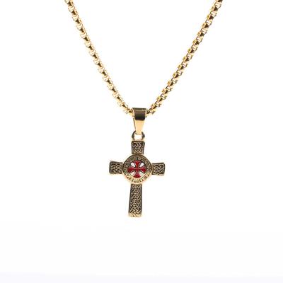 China High quality punk cross plating stainless steel charm pendant jewelry fashion black cross pendant punk necklace for sale