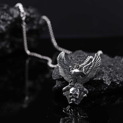 China Wholesale Stainless Steel Punk Pendant Skull Eagle Jewelry Hiphop Minimalist Punk Necklace for sale