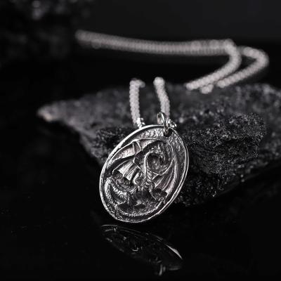 China WDM wholesale fashion punk jewelry round fire pendant stainless steel punk necklace for men for sale