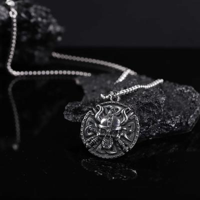 China Wholesale Fashion Punk Jewelry Round Stainless Steel Viking Pendant Punk Necklace For Men for sale