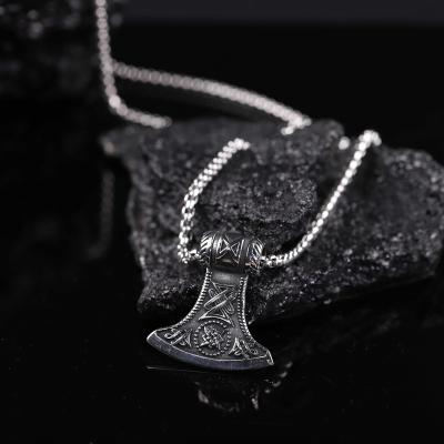 China Jewelry Wholesale Fashion Punk Thor's Hammer Viking Stainless Steel Pendant Punk Necklace For Men for sale