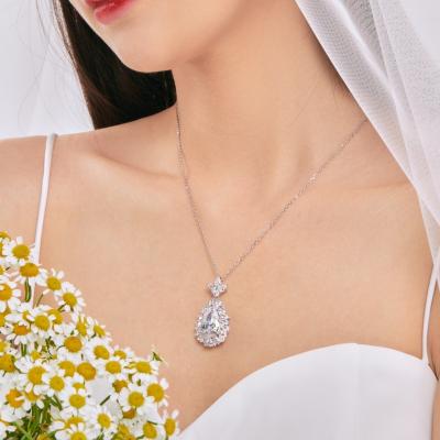 China European and American fashion romantic hot selling sterling silver natural white zircon necklace 925 high carbon pendant for sale