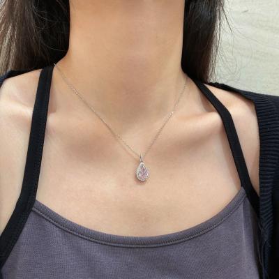 China 925 Sterling Silver Women Simple Romantic Tear Drop Zircon Pendant Necklace for sale