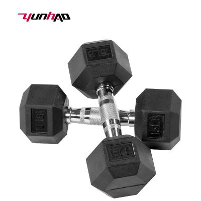 China YC Eco-friendly Factory Wholesale Custom Logo Cast Rubber Hex Dumbbell 2.5-100lbs for sale