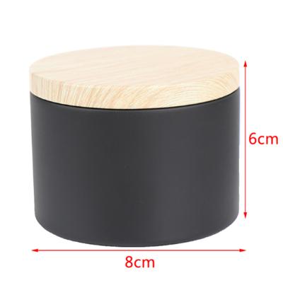 China Gift & Hot selling craft 4oz 8oz round wooden matte black white grain empty metal gole candle tin packaging soy wax candle tin jar printed with lid for sale