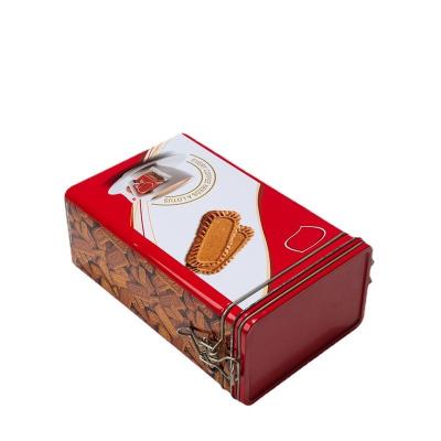 China Christmas Santa Cookie Tins Food Candy Tin Boxes Christmas Tin Box Xmas Tin Containers Three Layers For Cookie Candy Candy for sale