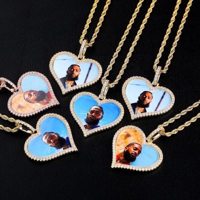 China Hip Hop Jewelry D.C.A. Men's Zircon Pendant Picture Charm Jewelry NEW Hiphop Photo Heart Lockets Women Custom Made for sale