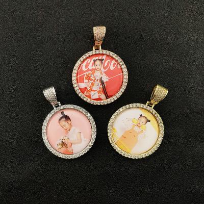 China Custom Hiphop Cubic Zircon Sublimation Made Photo Lockets Necklace With Pendant Tennis Rope Chains Gifts Picture Chain Necklace for sale