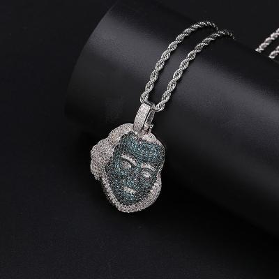 China ICED OUT Cubic Zirconia Franklin Famous Figure Pendant Necklace OUTLET Hiphop Hiphop New Stones Hip Hop Mens Womens Jewelry Gift for sale