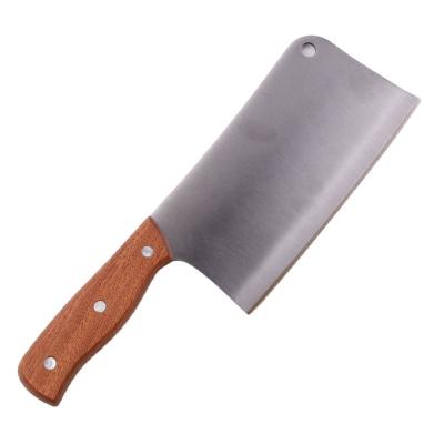 China Hot Sale Stocked 8 Inch Chinese Stainless Steel Butcher Knife Wooden Handle Kitchen Cleaver Knife Cutting Vegetable Meat Cleaver for sale