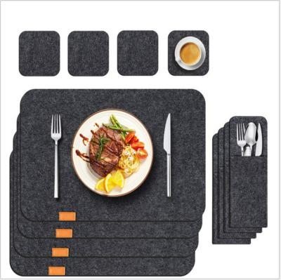 China Hot-selling Western Style Meal Insulation Pad Durable Thicken Felt Cup Coaster Place Mats Set for sale