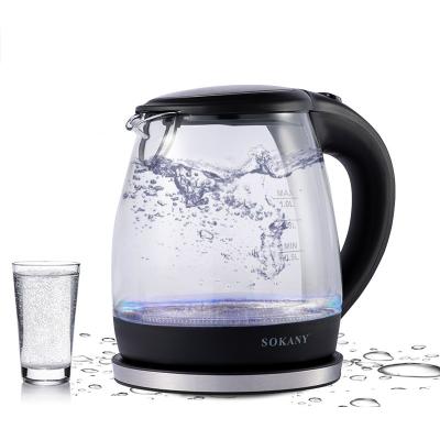 China Keep Hot High Capacity Fashion 1L Automatic Glass Battery Quick Boiling Electric Kettle for sale