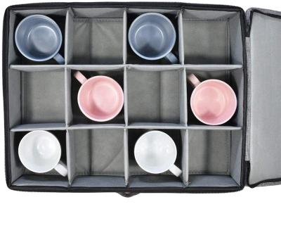 China Sustainable High Quality Cup Storage Box 12 Cup Coffee Mugs Capacity Fully-padded Inside Storage Box for sale