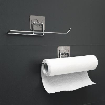 China Multi-Function Viable Self Adhesive Bathroom Towel Bar Shelf Roll Holder Organizer Towel Rack Paper Cup Hanger Holder for sale