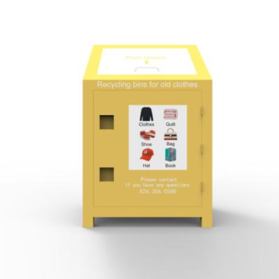 China Good Sustainable High Quality Yellow Color Knock Down Low Price Clothing Donation Bins for sale