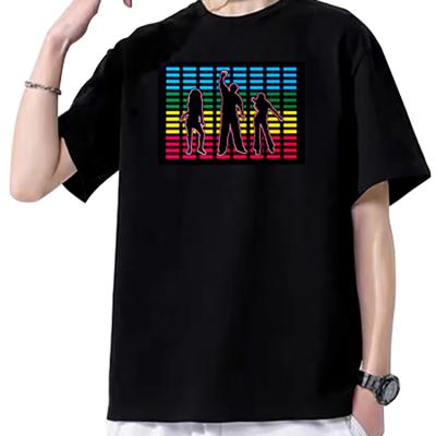 China EL Flashing Christmas Light Up Apparel T-shirt LED Flashing Glow In The Dark Party Short Sleeve LED T-Shirt for sale