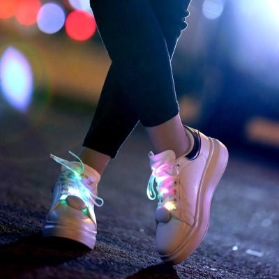 China Printed Party Hip-Hop Dance Light Up Lace Up Multi Color Nylon LED Shoestring LED Laces for sale