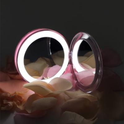 China Handheld Vanity Lighted LED Vanity Makeup Mirror Foldable Pocket Led Cosmetic Mirror for sale