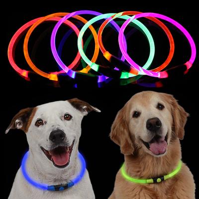 China USB Standard Size Rechargeable Reflective Dog Cat LED Light Up Safety Dog Collar for sale