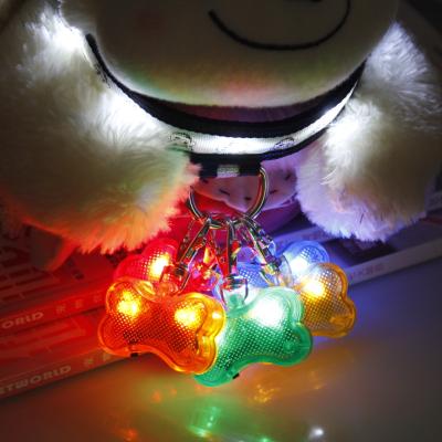 China Dog Bone Tag Light Pet Safety Reflective Waterproof Night Walking Light LED Dog Collar Tags for sale