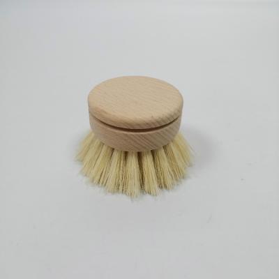 China Sustainable Eco Friendly Household Cleaning Sisal Pot Dish Scrubber Wooden Cleaning Brush Replace Head for sale