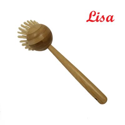 China Viable Custom Design Cleaning Dish Wooden Kitchen Wash Brush Natural Bamboo Brush Long Handle For Pan Pot Bowl for sale