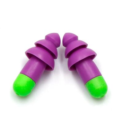 China 34 DB Reusable Sound Proof Water Proof Reusable Swimming Bathing Silicone Ear Silicone Band Waterproof Plastic Earplugs for sale