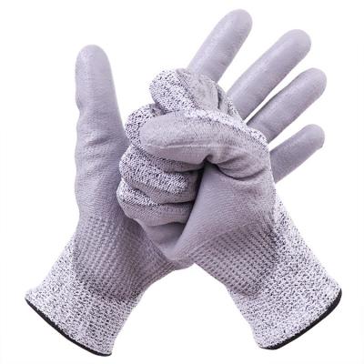 China 13g Gauge Hppe En388 Cut Proof Breathable Palm Coated Level 5 Abrasion Anti Puncture Cut Resistant Safety Gloves for sale