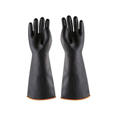 China Acid & Alkali Heavy Duty & Alkali Resistant Latex 35 55 Cm Black Industrial Chemical Protection Gloves for sale