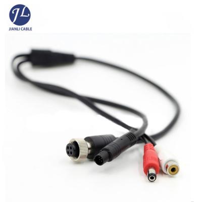 China Mini Car 4 Pin Aviation CCTV Female To RCA Power Adapter Audio Video Cable for sale