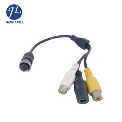 China Auto rearview camera connection m12 wire 4pin connector RCA audio cable for video dvr cctv camera model for sale