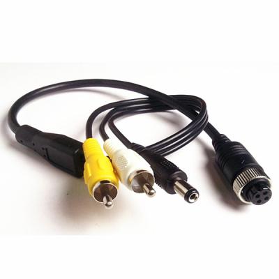 China Auto Rearview Camera Connection Adapter Cable for 4 Pin Mini DIN Female Plug Video-Audio RCA Plug Male Connectors for sale