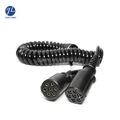 China Best Woza Twin Suzi 7 Pin Coil Camera Spiral Cable Trailer Truck Trailer Rearview Camera Plug for sale