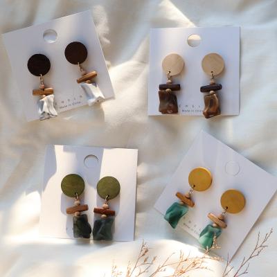 China FASHIONABLE Ladies Geometry Stud Earrings Wooden Jewelry Women Handmade Unusual Drop Earring Wholesale for sale