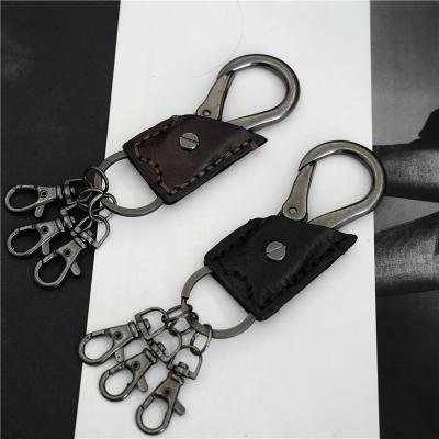 China New Retro Fashion Personality Trend Korean Leather Key Chain Punk Custom Handmade Leather Key Chain Zinc Alloy Key Chain for sale