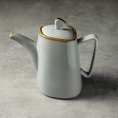 China Nordic Counter Gray Dinnerware Pottery Coffee Sets Wholesale 900ml Porcelana Viable Teapot Tableware Spotted Geschirr Pot Teapot for sale