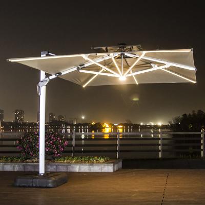 China Contemporary High Quality Large Outdoor Garden Patio Umbrella Solar Led Roman Umbrella for sale