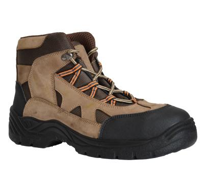 China High Cut Leather Safety Shoes Nubuck Upper Cut PU Injected Outsole Safety Boots For Workers Te koop